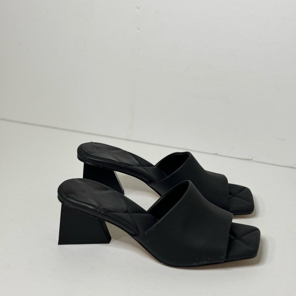 CHARLES & KEITH LEATHER TRAPEZE HEEL MULE SIZE 35